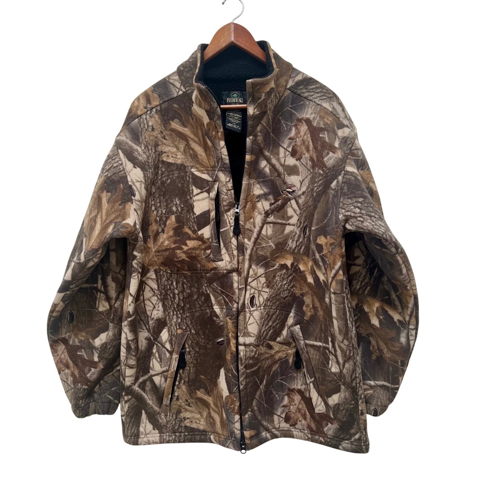 RedHead Camouflage Fleece Jacket Mens Medium Sherpa Lined Full Zip Camo Coat